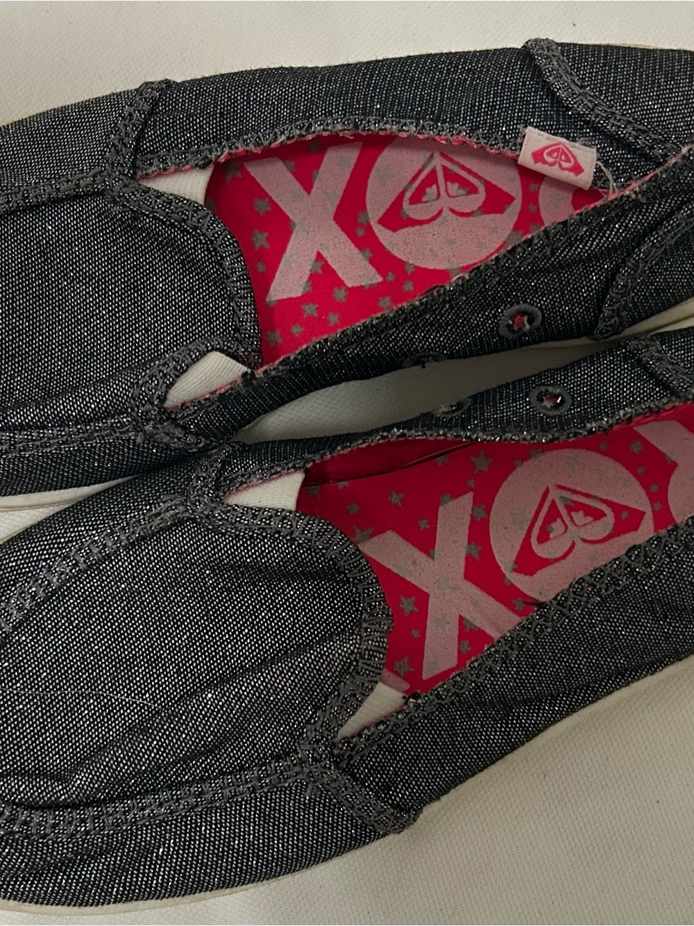 Roxy Black Slip-On Flats with Pink Insole
